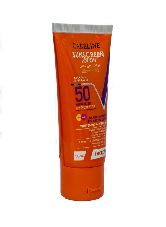 Careline Sunscreen Lotion High Protection SPF PA+++ 50  / 50ML - Image 2