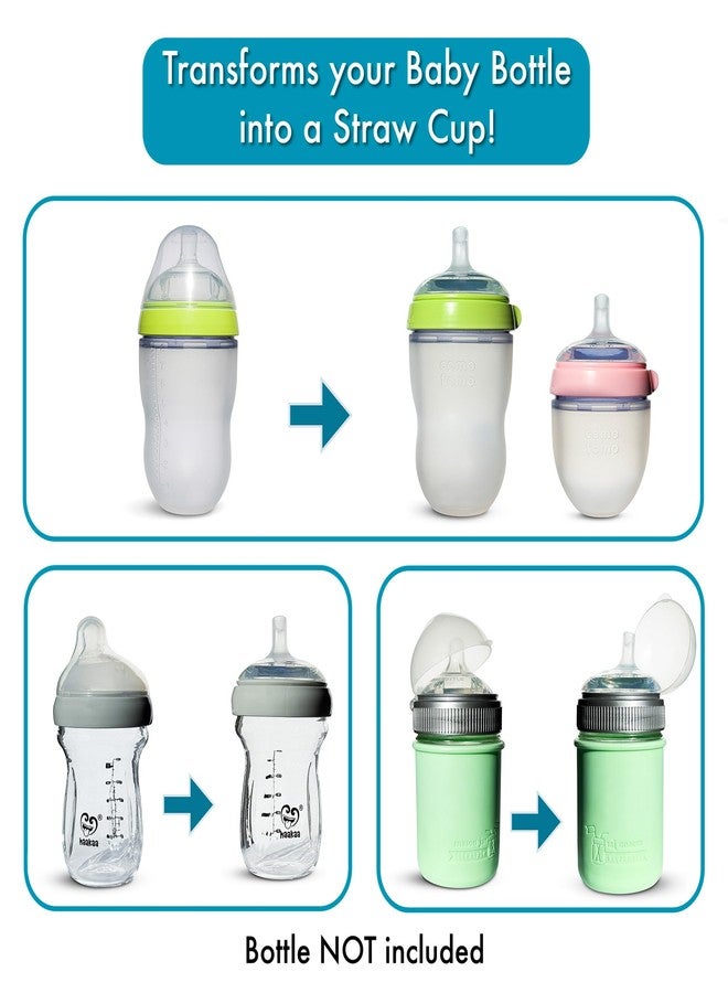 BelBeyo Straw Nipples for Comotomo (Original and Gen 2), Mason Glass and haakaa Baby Bottles, 2-Count, Food Grade Soft Silicone, Spill-Proof, Transition Spout, Converts to Straw Cup BPA-Free 6+ Months - Image 3