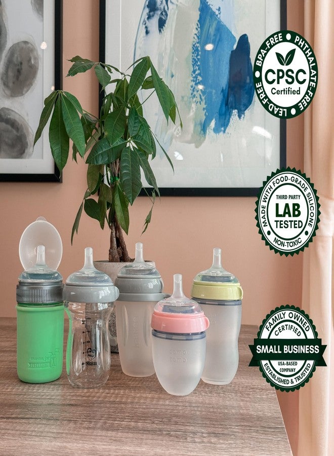 BelBeyo Straw Nipples for Comotomo (Original and Gen 2), Mason Glass and haakaa Baby Bottles, 2-Count, Food Grade Soft Silicone, Spill-Proof, Transition Spout, Converts to Straw Cup BPA-Free 6+ Months - Image 5