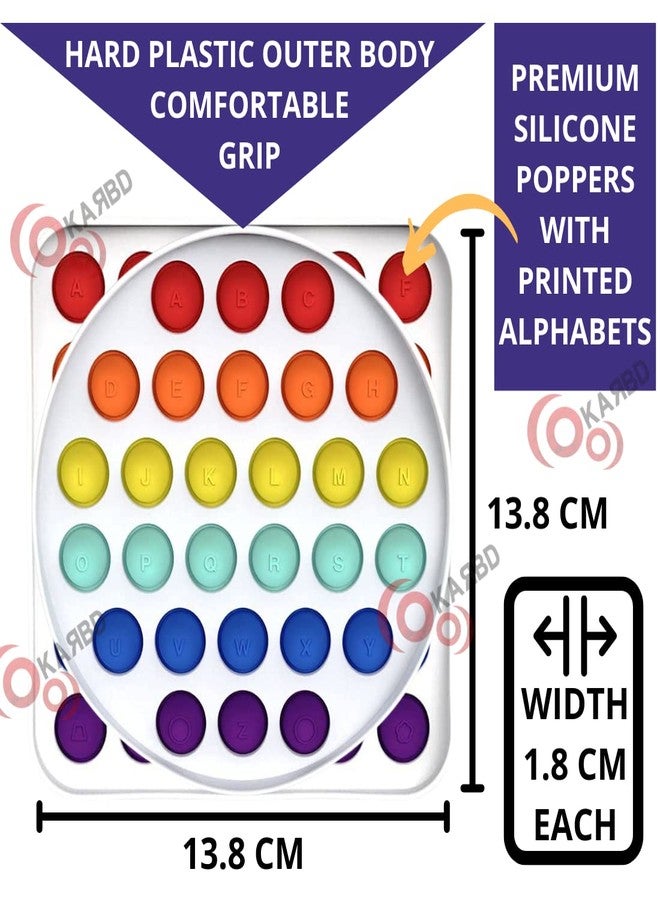 KARBD Square & Round Shaped Push Pop It Bubble Fidget Toy Set of 2 with Solid Plastic Outer Grip Educational Alphabets Silicone Popper Popping for Autism Special Needs Stress Relief Anxiety Game - Image 3