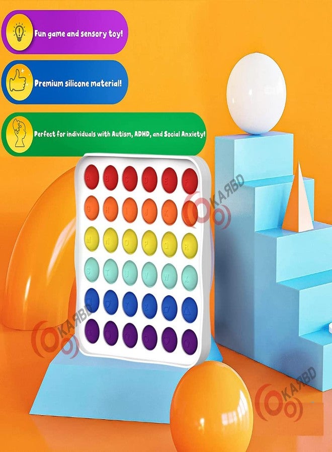 KARBD Square & Round Shaped Push Pop It Bubble Fidget Toy Set of 2 with Solid Plastic Outer Grip Educational Alphabets Silicone Popper Popping for Autism Special Needs Stress Relief Anxiety Game - Image 4