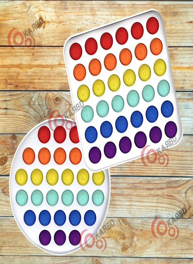 KARBD Square & Round Shaped Push Pop It Bubble Fidget Toy Set of 2 with Solid Plastic Outer Grip Educational Alphabets Silicone Popper Popping for Autism Special Needs Stress Relief Anxiety Game - Image 2