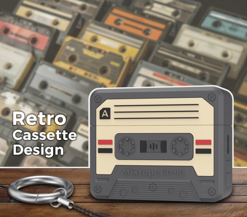 TRONWIN for AirPods Pro 3 Case - 2025 Retro Silicone Mixtape Design Case for Apple AirPods Pro 3rd Generation, Cute Cassette Airpod pro 3 Case Cover for Men/Women (Deep Grey) - Image 4