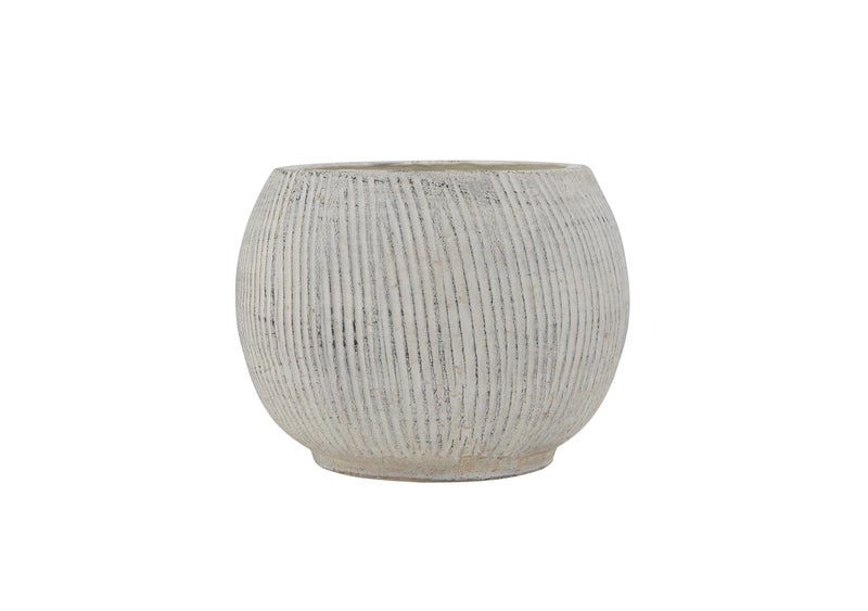 Creative Co-Op Distressed Cream Terracotta Planter with Fluted Texture - Image 3