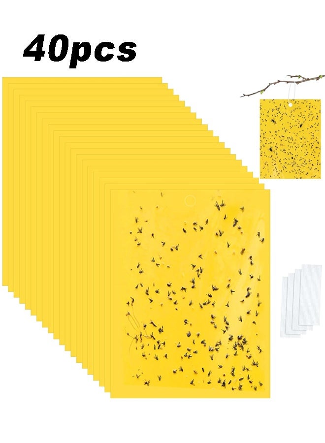 20Pcs 20 x 10 cm Sticky Traps for Plant Double Sided Sticky Trap for Gnats with Twist Ties Fly Traps for Fruit Insect Fungus Bugs Indoor Outdoor (Yellow) - Image 1