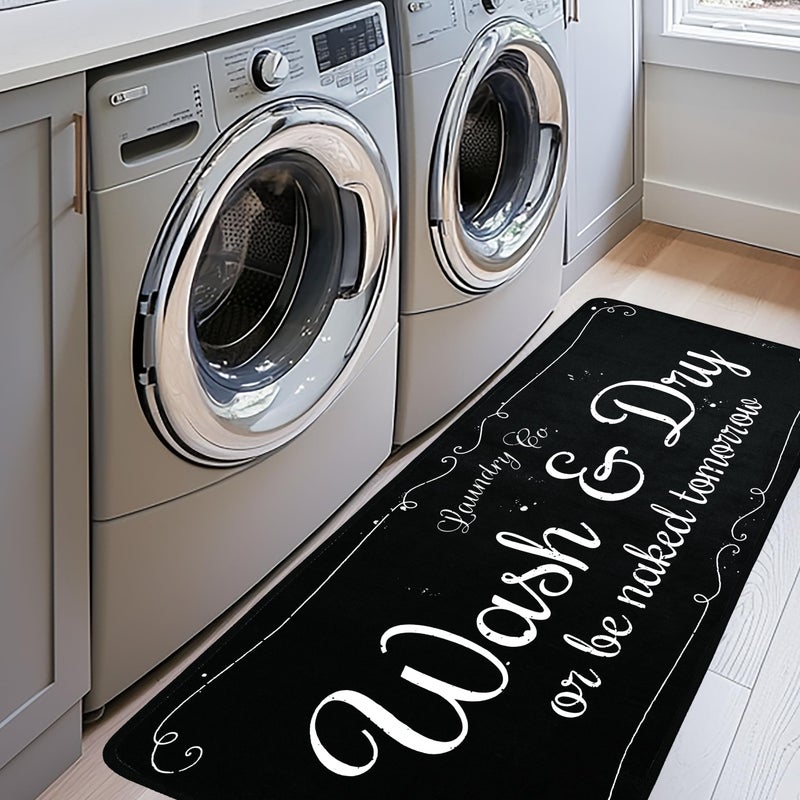 EYECY Non Slip TPR Back Rug Runner 20X59 Bordered Design Washable Area Rug for Kitchen Bathroom Hallway Entryway Black - Image 2