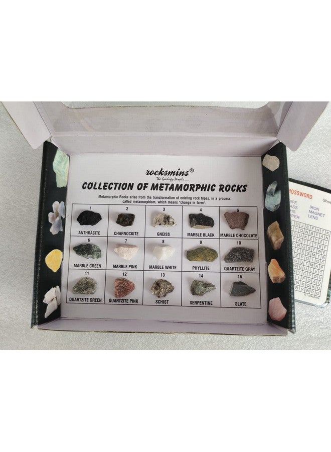 ROCKSMINS MR15WM Collection Set of 15 Metamorphic Rocks for School Education Rocks Samples Activity Geology Rock Memory Great Educational STEM Toys for Kids with Free Activity Card - Image 2