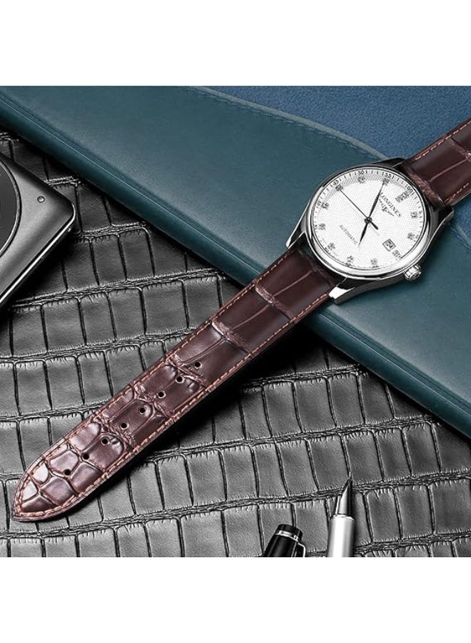 20mm Leather Watch Band for Samsung Galaxy Watch 46mm/Galaxy Watch 3 (45mm/46mm), Gear 2/Gear S3, Huawei Watch 2 Classic/3/3 Pro/GT (42mm, 46mm, 2e, Runner)/(GT2, GT2 Pro, GT3)_Dark brown - Image 5