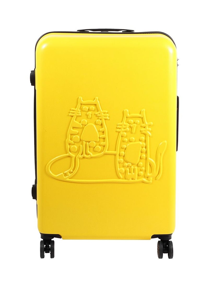 Biggdesign - Lightweight Cats Design Carry On Luggage with Spinner Wheel and Lock System Yellow 24-Inch - Image 1