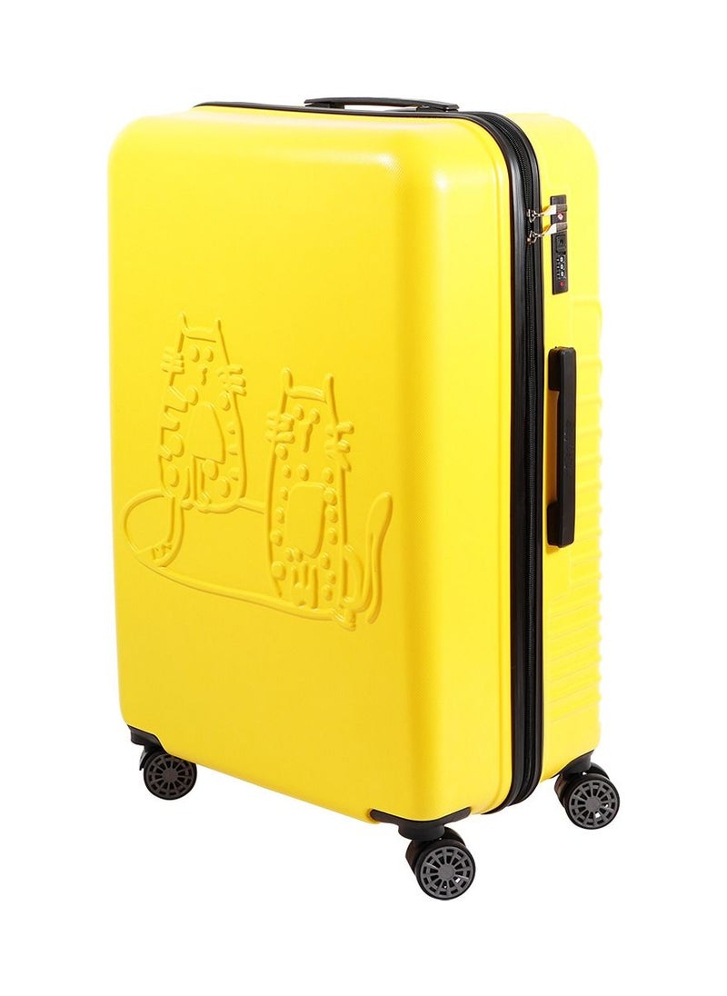Biggdesign - Lightweight Cats Design Carry On Luggage with Spinner Wheel and Lock System Yellow 24-Inch - Image 1