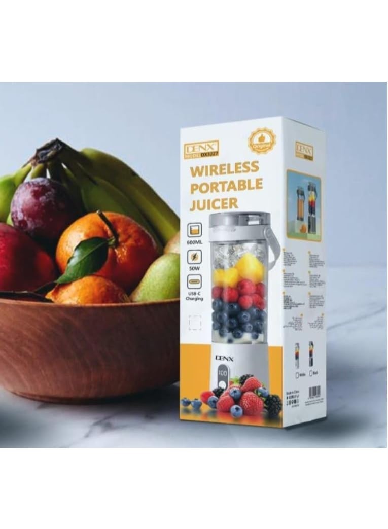 DENX DX3227 Portable Blender – Powerful Motor & Sharp Stainless Steel Blades for Perfect Blends in Seconds Cordless & Rechargeable, One-Touch Control - Image 3