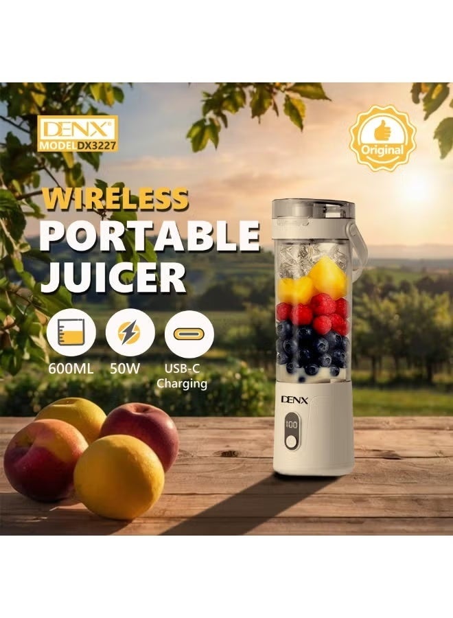 DENX DX3227 Portable Blender – Powerful Motor & Sharp Stainless Steel Blades for Perfect Blends in Seconds Cordless & Rechargeable, One-Touch Control - Image 5