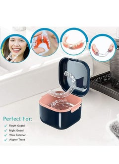 McDou Westwood Soak Box Denture Organizer Invisible Braces Teeth Organizer Cleaning Box  Storage Soaking Container with Strainer Basket  - Image 2