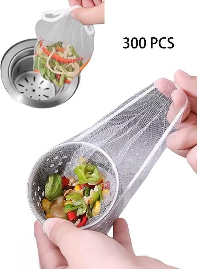 واي جيه 300 قطعة أكياس مصفاة حوض شبكية قابلة للاستخدام مرة واحدة، أكياس قمامة مصفاة لمغسلة المطبخ، أكياس مصفاة شبكية لمغسلة الحوض، أكياس فلتر مرنة مانعة للانسداد، أكياس شبكة مصفاة للمصرف - Image 1
