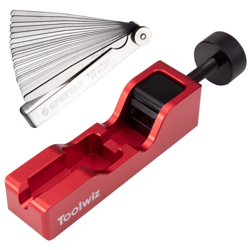 Toolwiz Spark Plug Gap Tool with 32 Blade Steel Feeler Gauge Universal Gapping Tool for Most 10mm 12mm 14mm 16mm Thread Spark Plugs Red