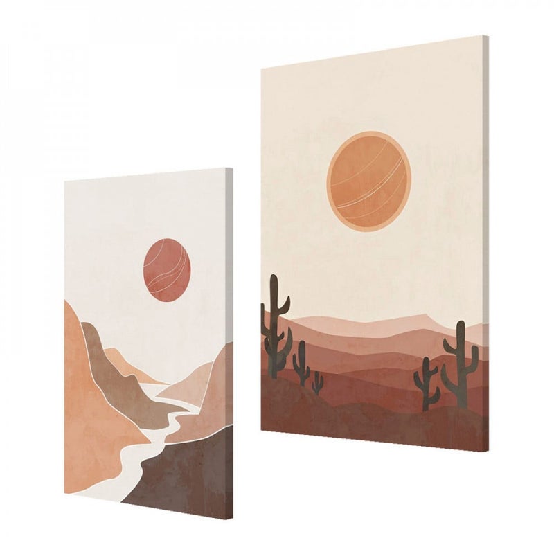 Marktna Double canvas painting with a desert design, total size 100 x 70 cm - Image 2