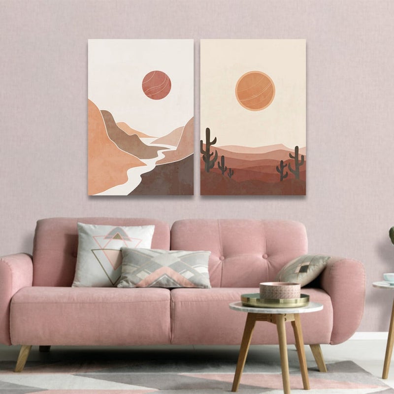 Marktna Double canvas painting with a desert design, total size 100 x 70 cm - Image 1