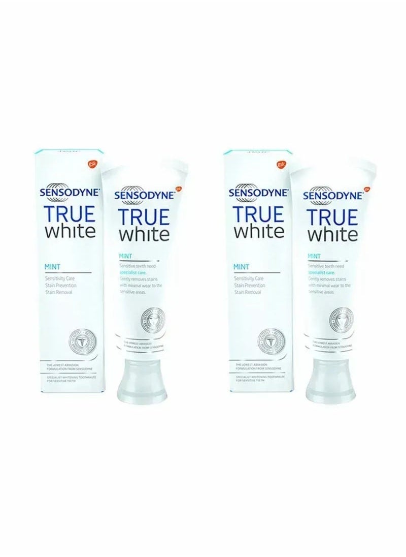Sensodyne True White Toothpaste, Mint, 2X75ml 