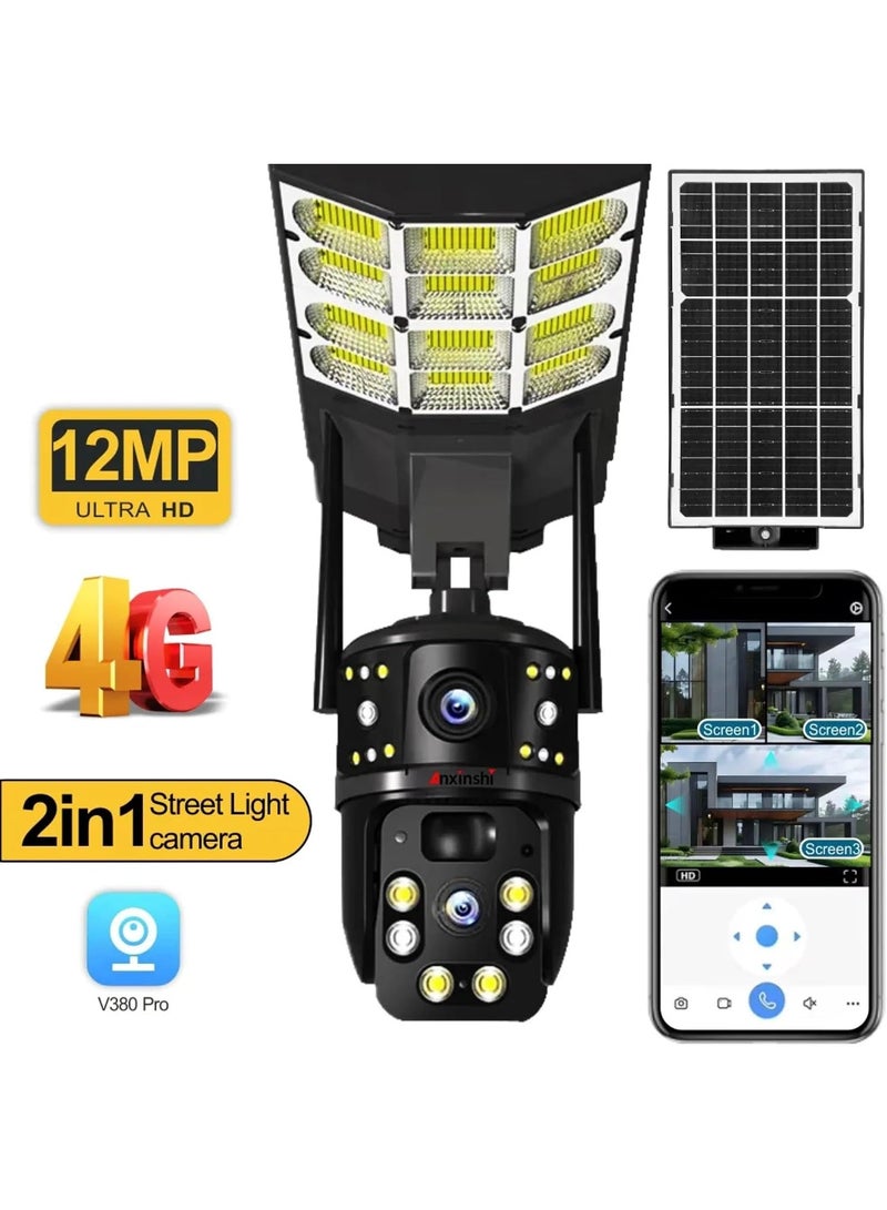 V380 AI Solar Street Light Camera 2 In 1 Solar Light With Built In Dual Lens CCTV Camera 4K Ultra HD 5G WiFi Human Tracking Siren Alarm Full Color Night Vision For Home Villa - Image 4