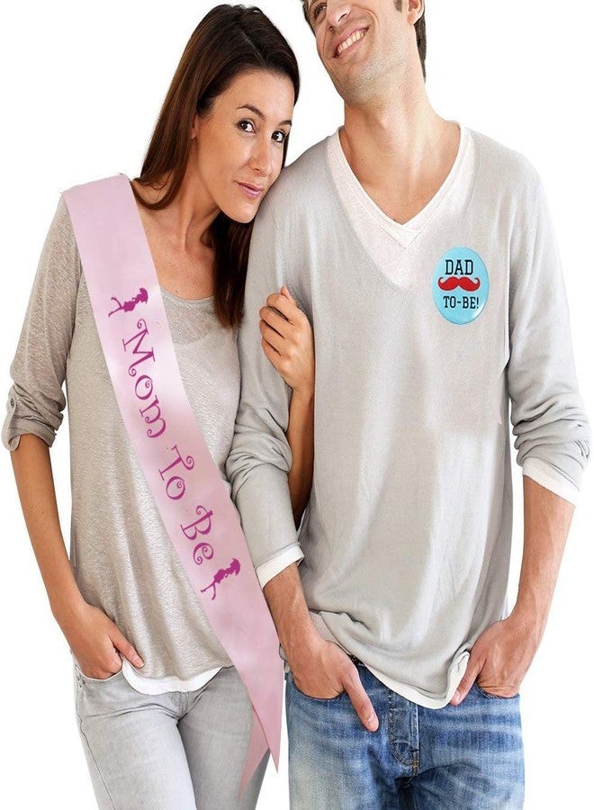 Presta Gifts Baby Shower Mom to Be Decoration Items Sash and Badge Set of 2 pcs - Mom to Be Sash and Dad to Be Pin Badge - Props, Gifts for Decoration | Baby Shower Gifts for Mom to Be & Dad to Be - Image 1