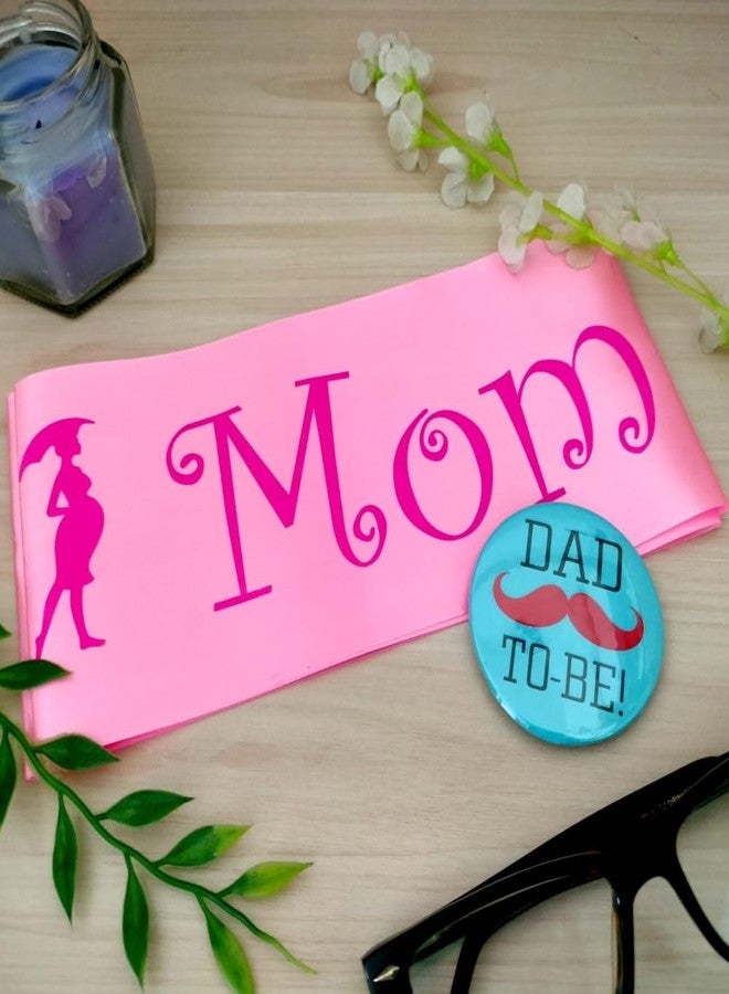 Presta Gifts Baby Shower Mom to Be Decoration Items Sash and Badge Set of 2 pcs - Mom to Be Sash and Dad to Be Pin Badge - Props, Gifts for Decoration | Baby Shower Gifts for Mom to Be & Dad to Be - Image 4