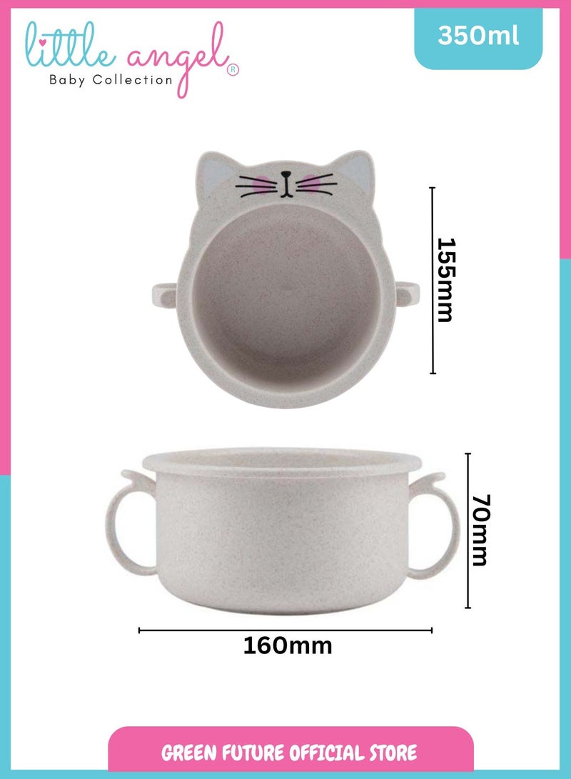 Little Angel Kids Bowls Feeding Bowl With Handle - Cream - Image 4