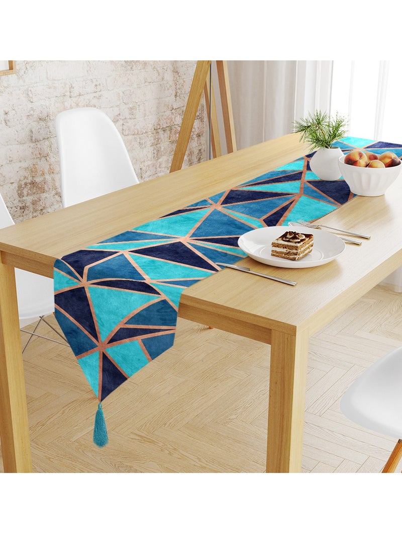 RIZARIES Teal Metallic Table Runner