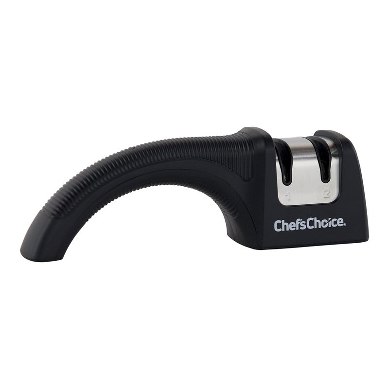 CHEF'S CHOICE ChefsChoice Manual Knife Sharpeners for 20Degree StraightEdge and Serrated Commercial Kitchen Pocket and Sports Knives with Diamond Abrasives Angle Control  Compact Footprint 2Stage Black 