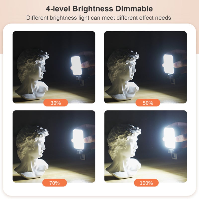 في جيم ضوء فيديو LED قابل للتثبيت على الكمبيوتر - ضوء تعبئة للاجتماعات - ضوء أبيض 5600K قابل لتعديل السطوع وقابل لإعادة الشحن لإضاءة مؤتمرات الفيديو للكمبيوتر المحمول والعمل عن بُعد والتعليم عبر الإنترنت - Image 4