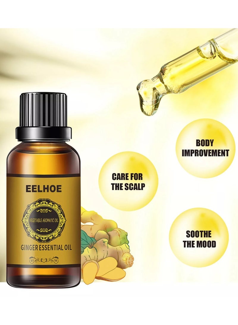 EELHOE Belly Drainage Ginger Essential Oil 10ml , Plant Aroma Oil For Body Massage Therapy , Pure & Natural Undiluted Oil For Relieving Body Pain, Stress & Tiredness , Unisex - Image 2
