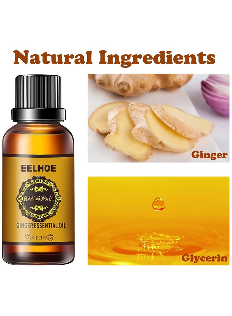 EELHOE Belly Drainage Ginger Essential Oil 10ml , Plant Aroma Oil For Body Massage Therapy , Pure & Natural Undiluted Oil For Relieving Body Pain, Stress & Tiredness , Unisex - Image 3