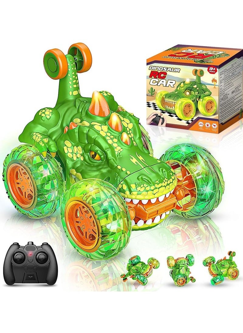 RAKAY RC Stunt Car with 360 Flips 4WD Wheel with Bright Light Remote Control Cars Electric Toy Car Gift Birthday for Kids Fun  - Image 1
