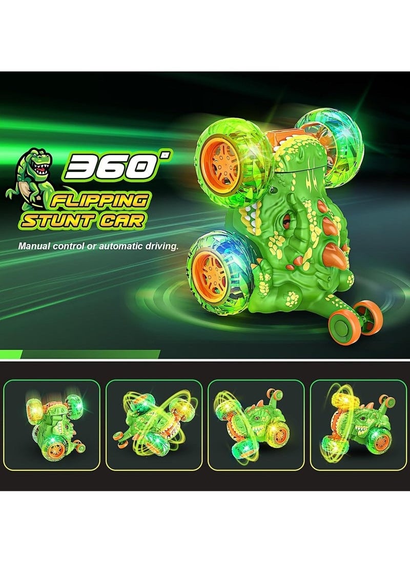 RAKAY RC Stunt Car with 360 Flips 4WD Wheel with Bright Light Remote Control Cars Electric Toy Car Gift Birthday for Kids Fun  - Image 2
