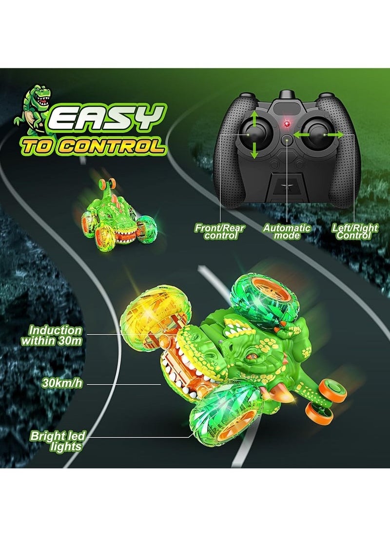 RAKAY RC Stunt Car with 360 Flips 4WD Wheel with Bright Light Remote Control Cars Electric Toy Car Gift Birthday for Kids Fun  - Image 4