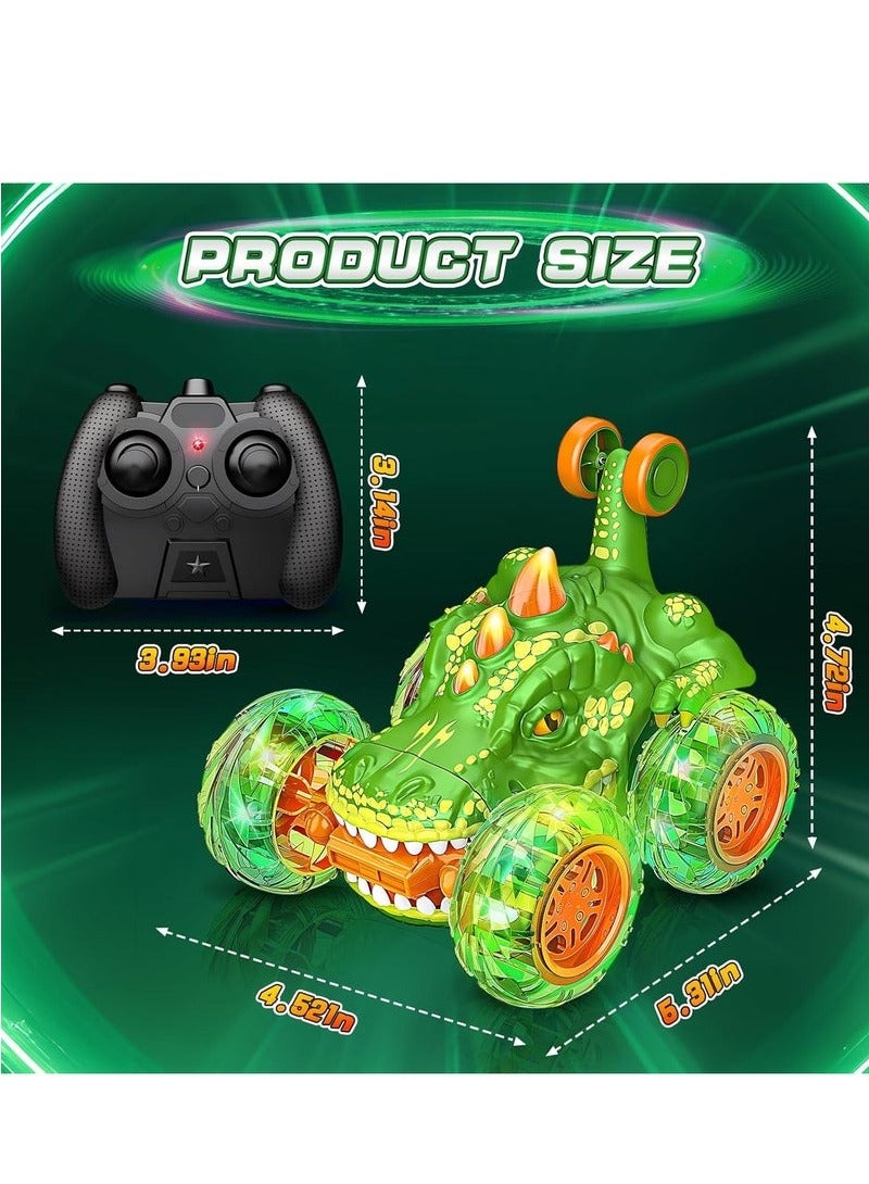 RC Stunt Car with 360 Flips 4WD Wheel with Bright Light Remote Control Cars Electric Toy Car Gift Birthday for Kids Fun