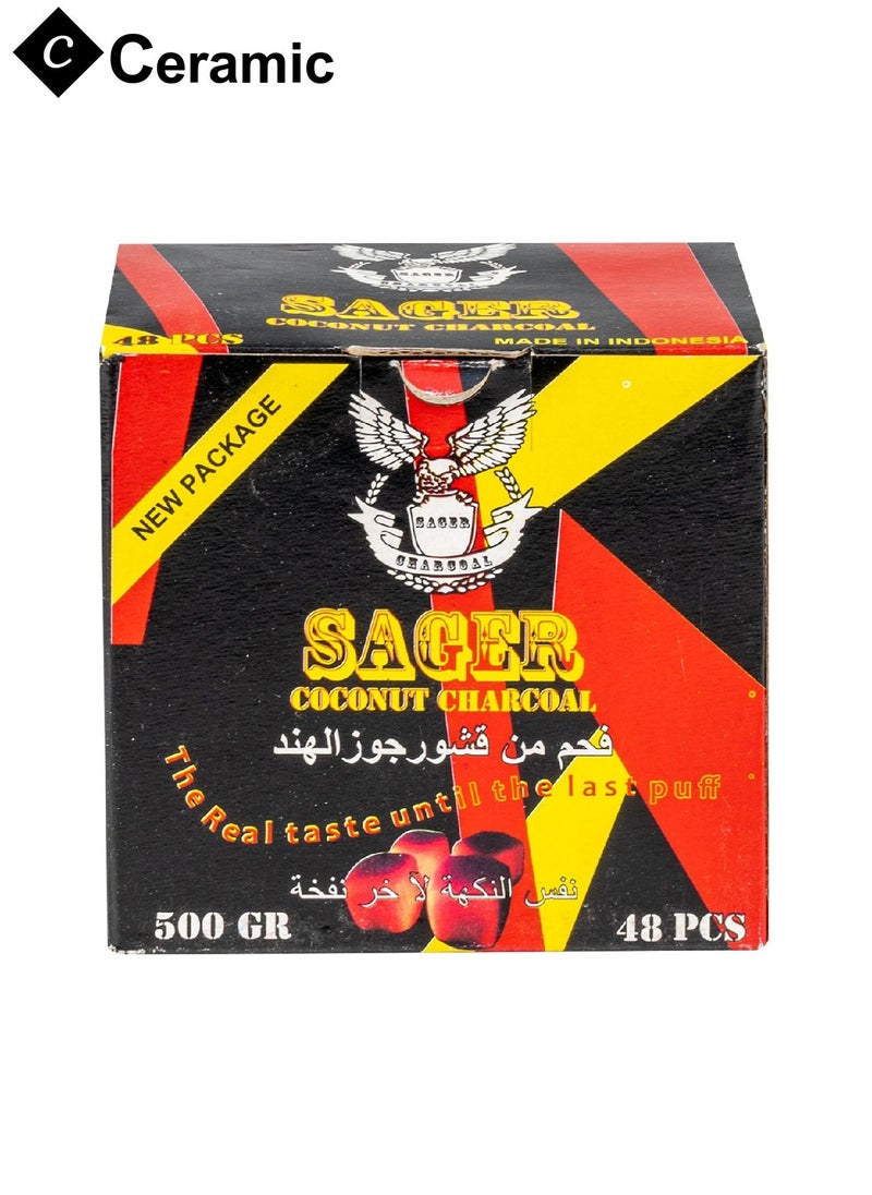 CERAMIC - Sager Charcoals Quick Ignite and Long Lasting 48 Pieces 3 Boxes Combo Pack - Image 1