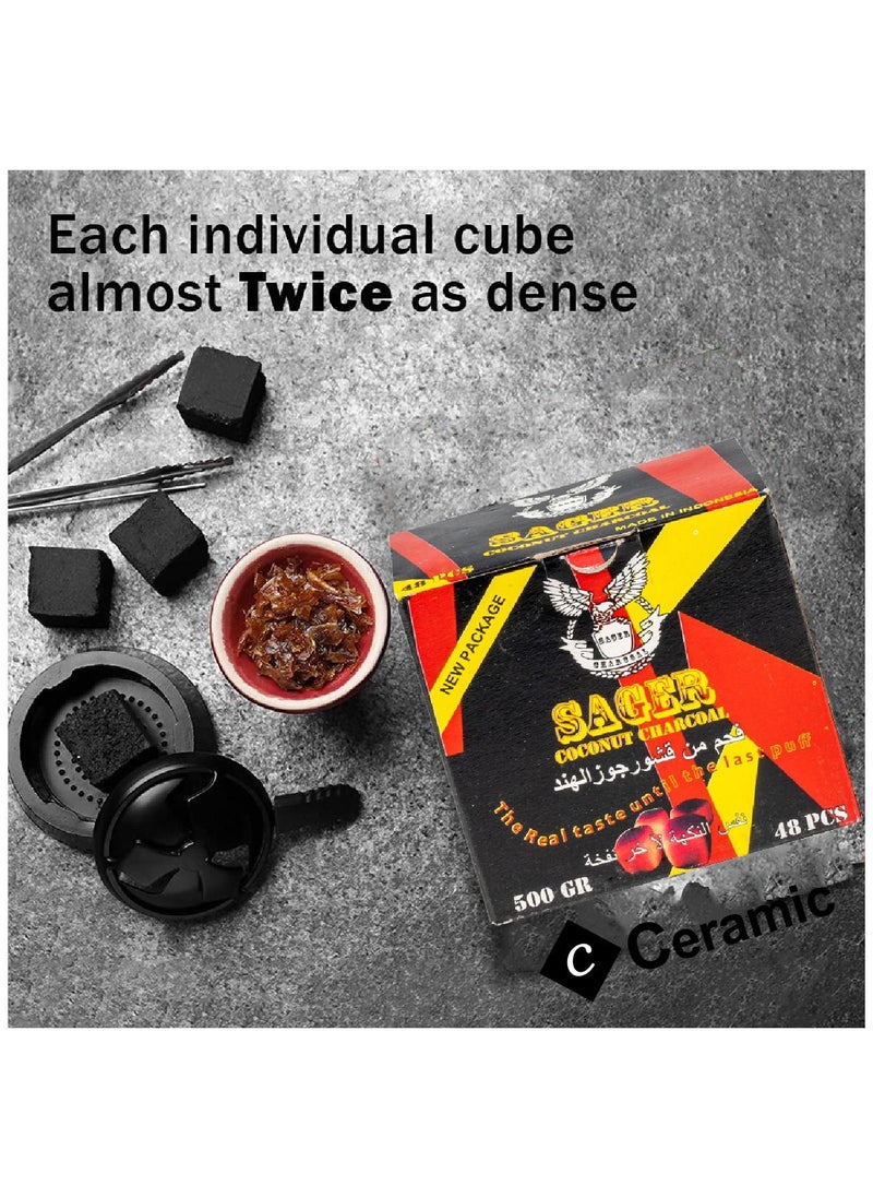 CERAMIC - Sager Charcoals Quick Ignite and Long Lasting 48 Pieces 3 Boxes Combo Pack - Image 1