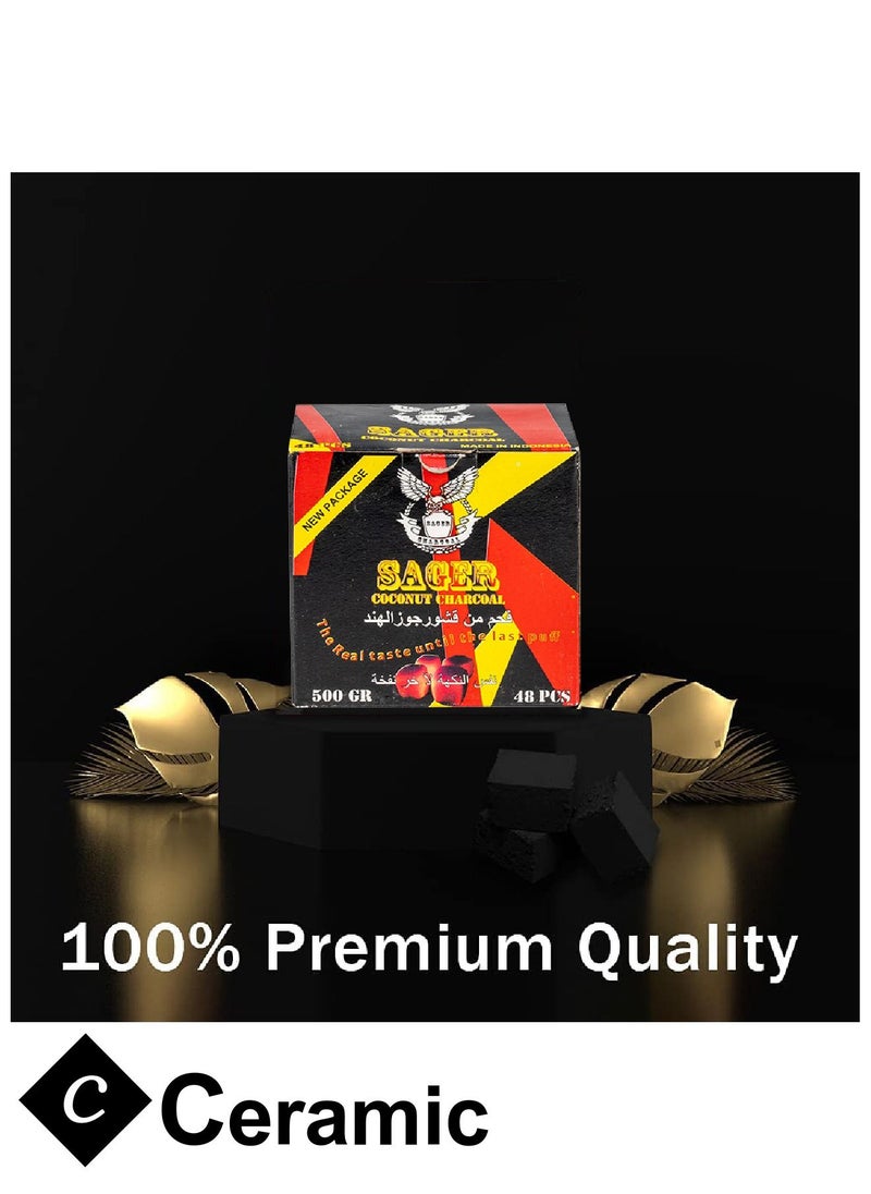 CERAMIC - Sager Charcoals Quick Ignite and Long Lasting 48 Pieces 3 Boxes Combo Pack - Image 1