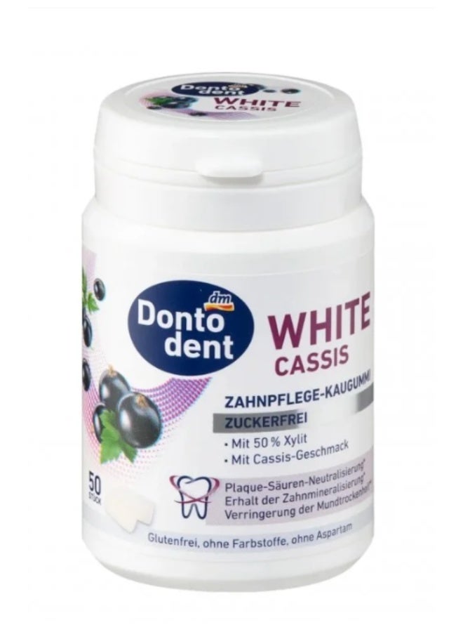 Donto dent Dontodent Chewing gum, White Cassis, sugar-free, 50 pieces - Image 1
