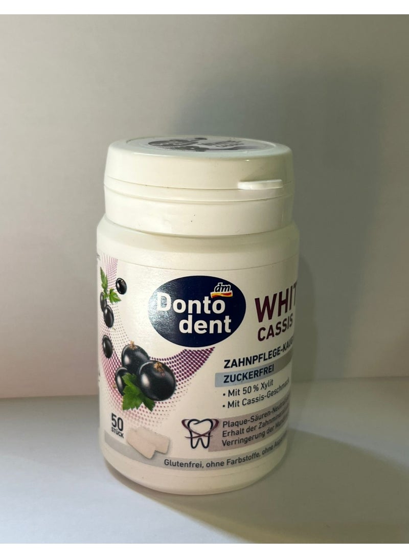 Donto dent Dontodent Chewing gum, White Cassis, sugar-free, 50 pieces - Image 2