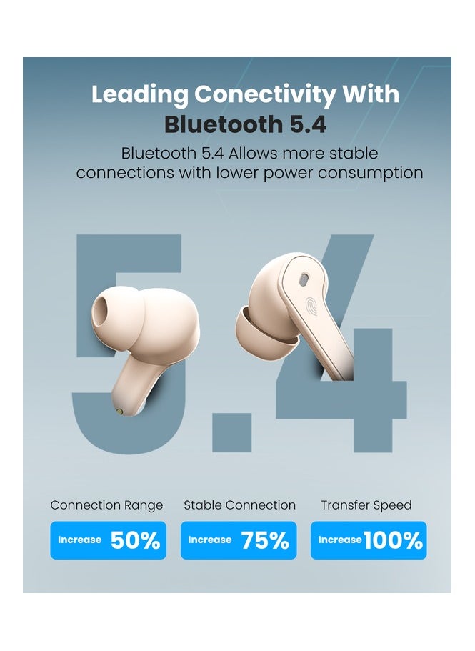 Moxedo - Moxedo True Wireless Earbuds S4 Bluetooth 5.4 ENC Technology 7 Hours Playing Time Touch Control 300 mAh Charging Case with Built-in 4 Powerful Microphones (Beige) - Image 1