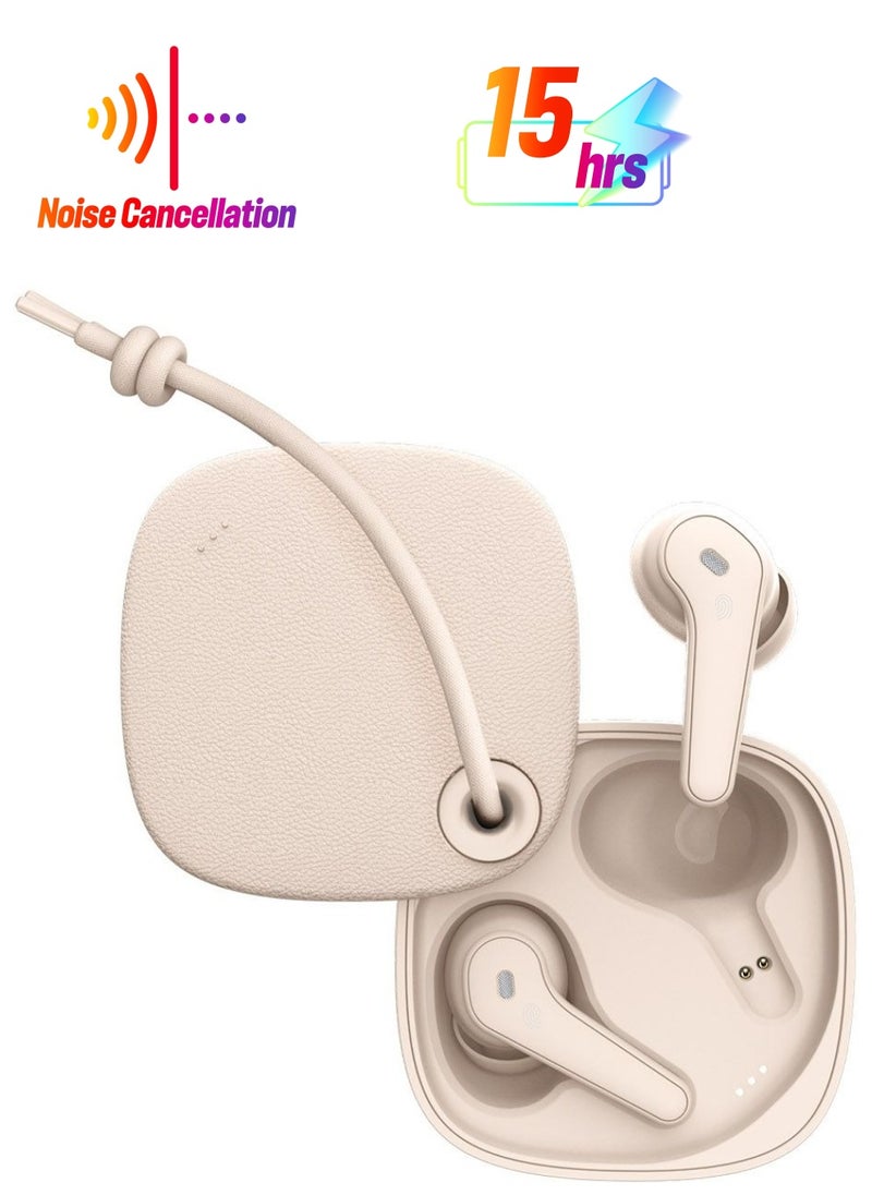 Moxedo - Moxedo True Wireless Earbuds S4 Bluetooth 5.4 ENC Technology 7 Hours Playing Time Touch Control 300 mAh Charging Case with Built-in 4 Powerful Microphones (Beige) - Image 1
