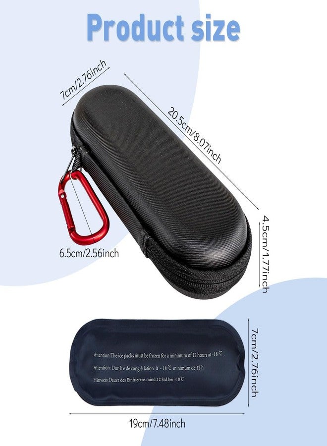 HANNEA® Insulin Cooler Travel Case Hard EVA Shell Insulin Travel Case Compact Portable Cold Storage Box Small Ice Box for Travelling with Carabiner, 2 Ice Packs, 20.5x7x4.5 cm - Image 2