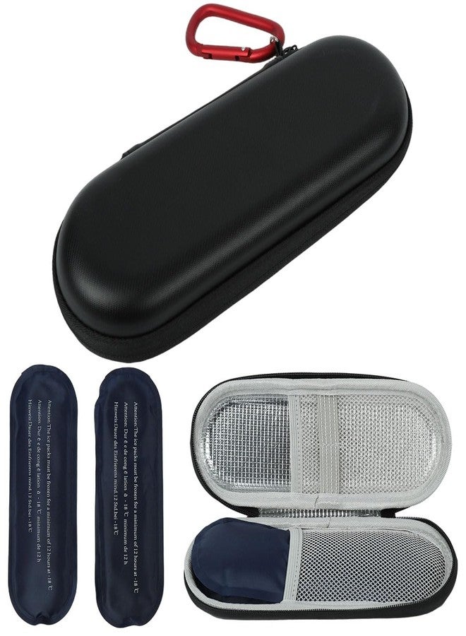 HANNEA® Insulin Cooler Travel Case Hard EVA Shell Insulin Travel Case Compact Portable Cold Storage Box Small Ice Box for Travelling with Carabiner, 2 Ice Packs, 20.5x7x4.5 cm - Image 1