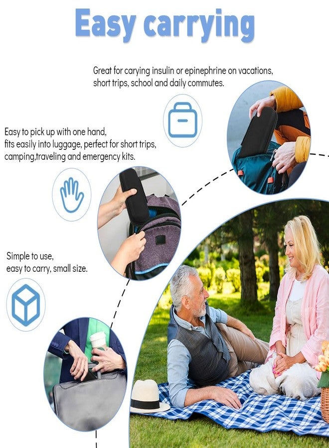 HANNEA® Insulin Cooler Travel Case Hard EVA Shell Insulin Travel Case Compact Portable Cold Storage Box Small Ice Box for Travelling with Carabiner, 2 Ice Packs, 20.5x7x4.5 cm - Image 4