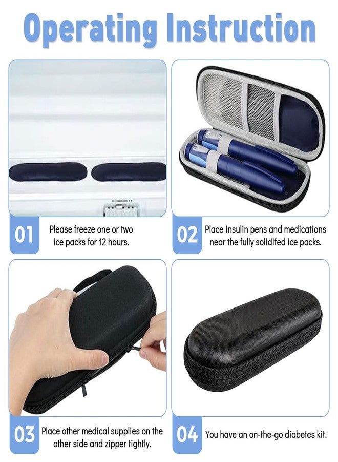 HANNEA® Insulin Cooler Travel Case Hard EVA Shell Insulin Travel Case Compact Portable Cold Storage Box Small Ice Box for Travelling with Carabiner, 2 Ice Packs, 20.5x7x4.5 cm - Image 5