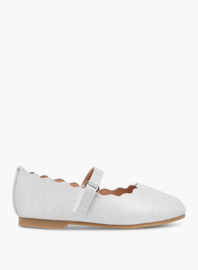 JUNIORS Girls Scallop Hem Ballerina Shoes with Hook and Loop Closure  - Image 3