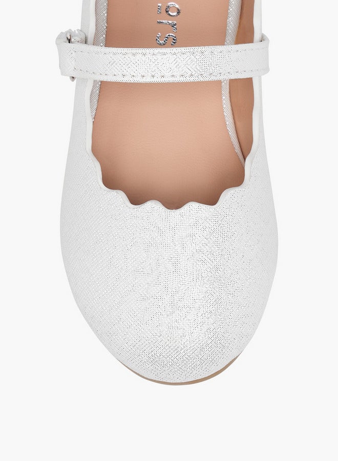 JUNIORS Girls Scallop Hem Ballerina Shoes with Hook and Loop Closure  - Image 4