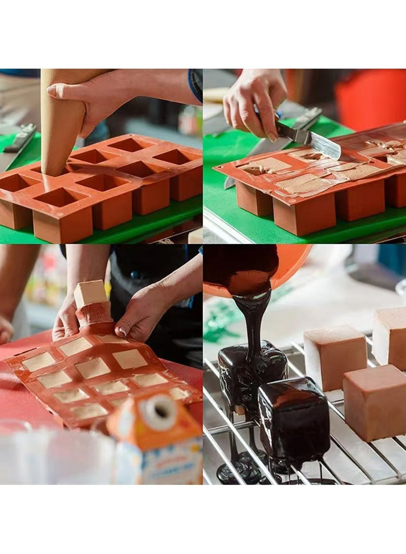 15 تجويف مربع الشوكولاته هلام السيليكا العفن ، سيليكون الجليد العفن ، ديي حلوى كعكة موس العفن ، قالب البسكويت ، ومن ناحية الصابون العفن - Image 5