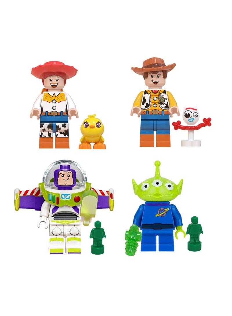 4pcs Toy Story Cartoon Character Building Blocks, Small Particle Assembly, Doll Bag - Image 1